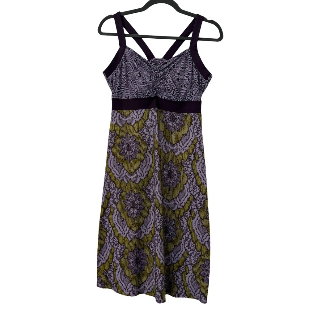 Prana Dress Womens M Sleeveless Crisscross Back Mandala Print Boho Hippie Nature